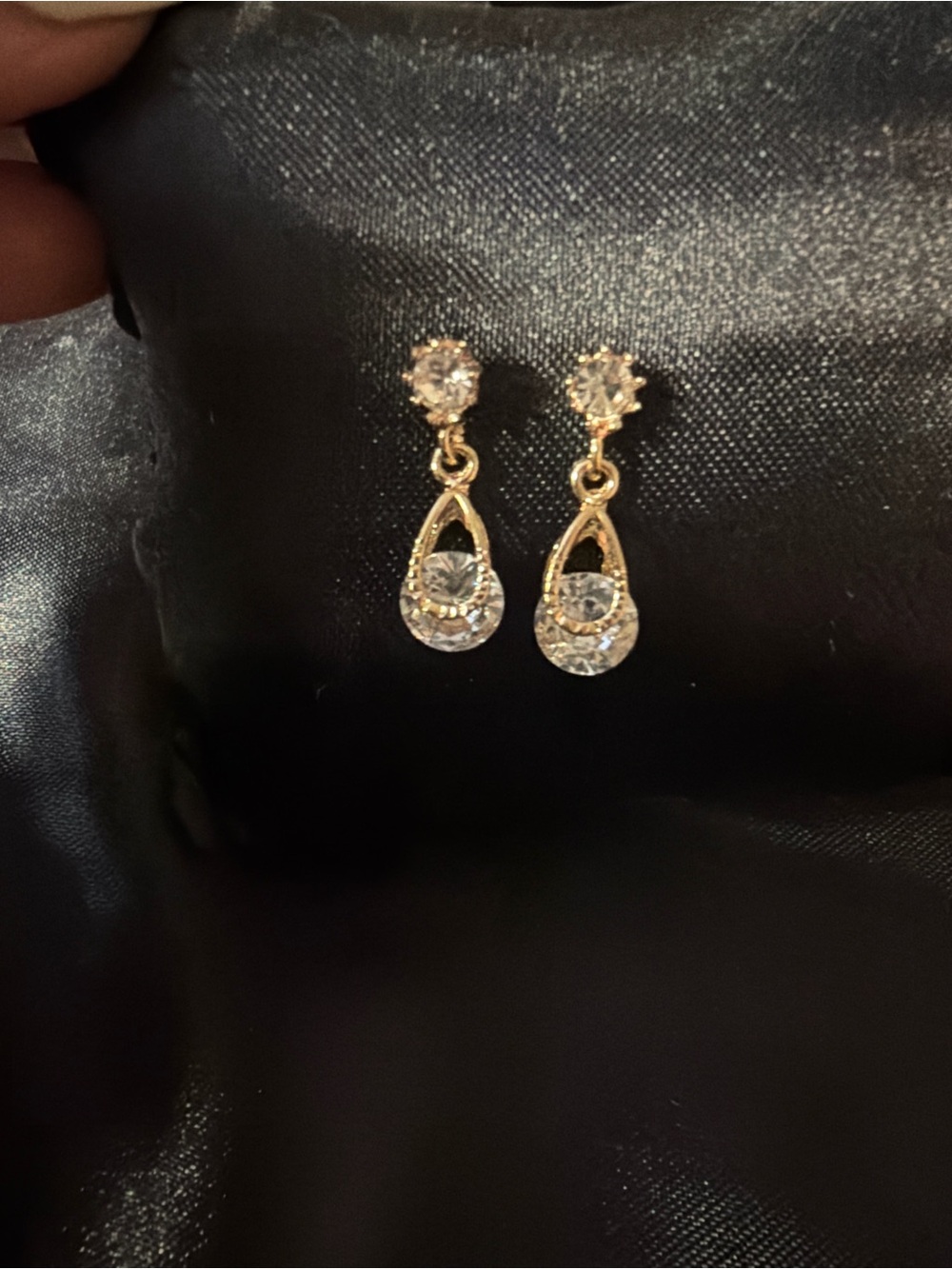 Gold Teardrop Crystal Dangle Earrings for Women